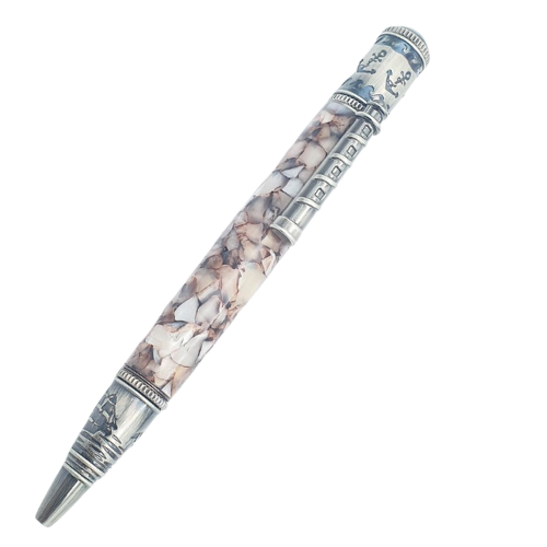 עט ימאים אפור עתיק בעבודת יד – עט ייחודי ויוקרתי עם עיטורי מתכת בעיצוב ימי קלאסי
 Translation missing: he.content.product_image_main