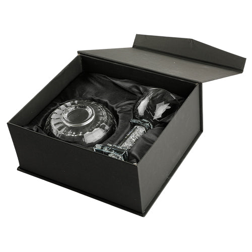 גביע קידוש קריסטל יוקרתי עם רגל אבני כסף מרובעת - הוד וקדושה לשולחן השבת Translation missing: he.content.product_image_secondary