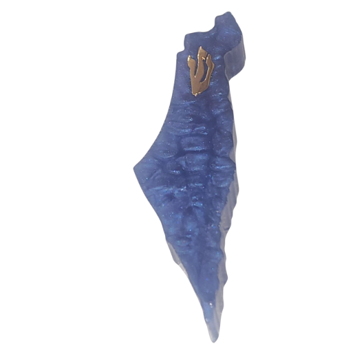 בית מזוזה בעיצוב מפת ארץ ישראל – כחול מלכותי עם נוכחות מרגשת