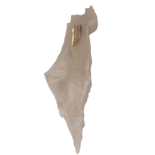 בית מזוזה בעיצוב מפת ארץ ישראל בגוון שיש טבעי – קלאסי, נקי ומרגש
