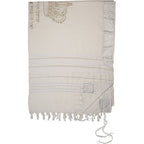 טלית "מופת" חתנים גודל 50 - 170x120 ס"מ פסים כסף ריקמה כתר