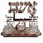 פמוט שבת רוז גולד עם חמישה קני זכוכית וחריטת ברכת הדלקת נרות