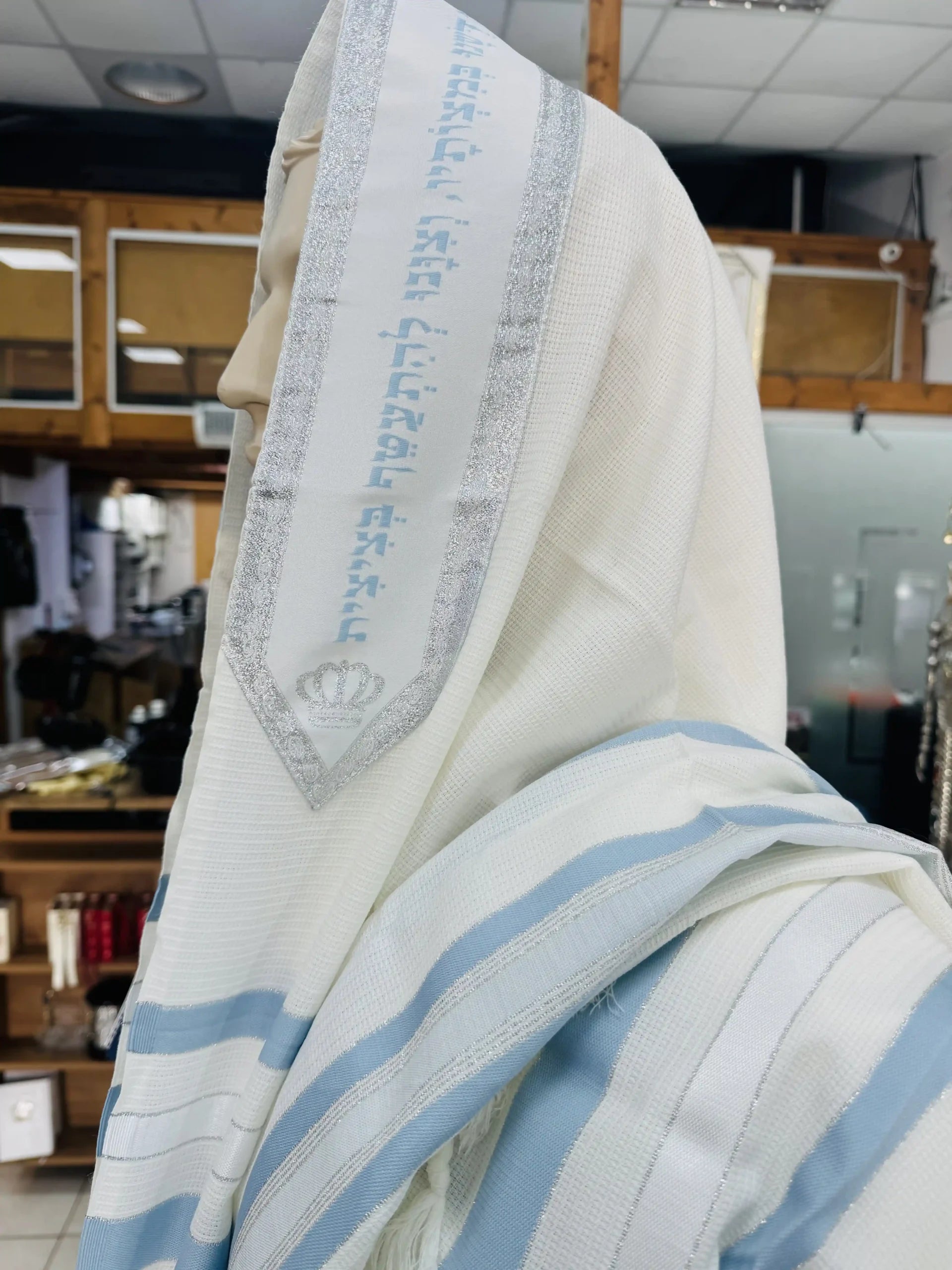 טלית צמר כחולה – 100% צמר רחלים