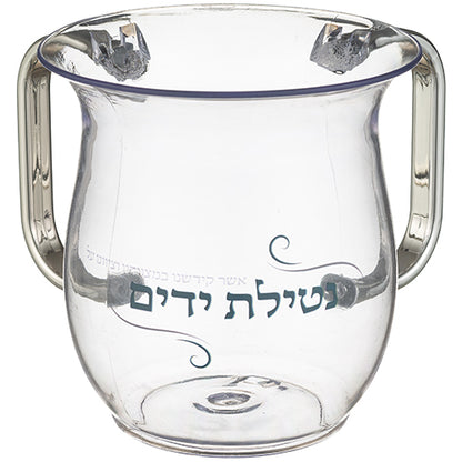 נטלה מהודרת עשויה אקריליק שקוף וידיות בגוון כסף
