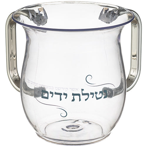נטלה מהודרת עשויה אקריליק שקוף וידיות בגוון כסף
