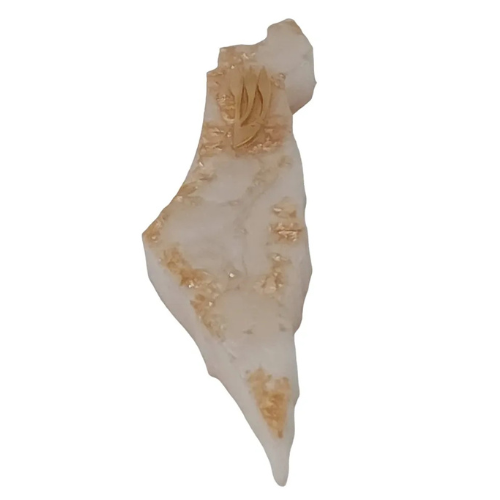 בית מזוזה יוקרתי בצורת ארץ ישראל בצבע לבן עם נגיעות זהב בעבודת יד